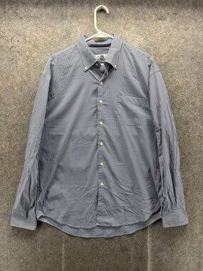 Peter Millar Shirt Mens Large Blue Check Long Sleeve Button Front Casual Woven